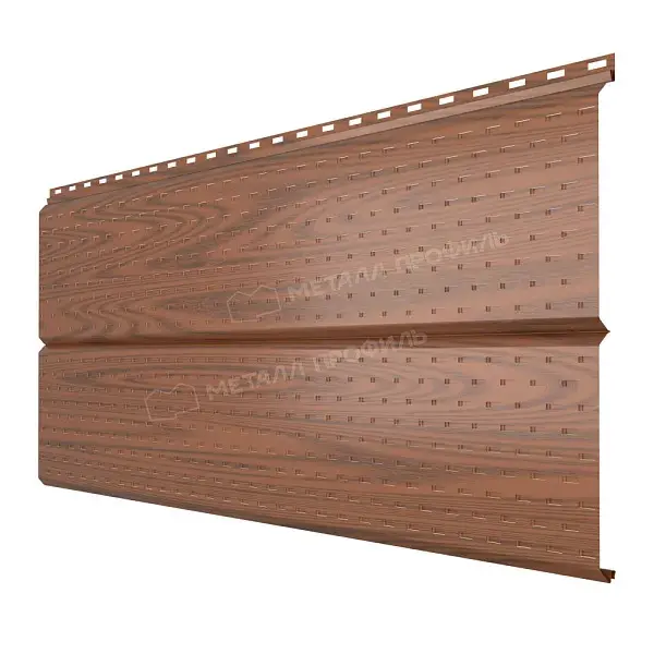 Софит МеталлПрофиль перфор. Lбрус-XL-14х335 (ECOSTEEL-01-МореныйДуб-0.5)