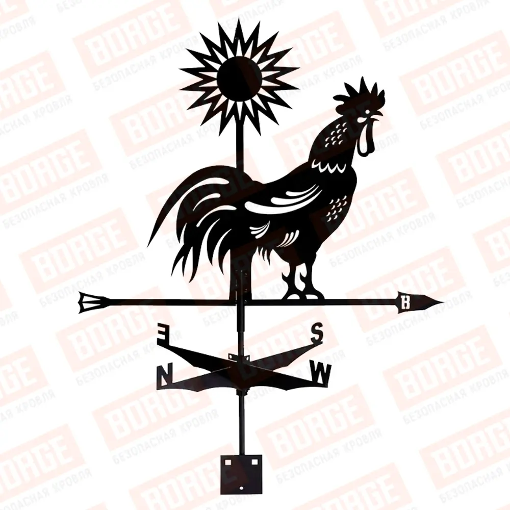 Флюгер BORGE Петух, 700х570мм, чёрный (RAL 9005 matt)