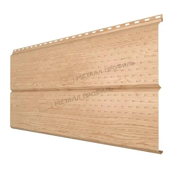 Софит МеталлПрофиль перфор. Lбрус-XL-14х335 (ECOSTEEL_T-01-Сосна-0.5)