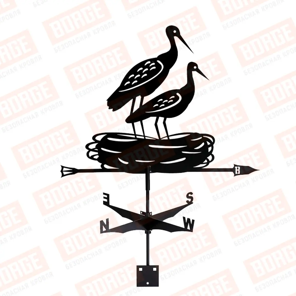 Флюгер BORGE Аисты, 700х530мм, чёрный (RAL 9005 matt)