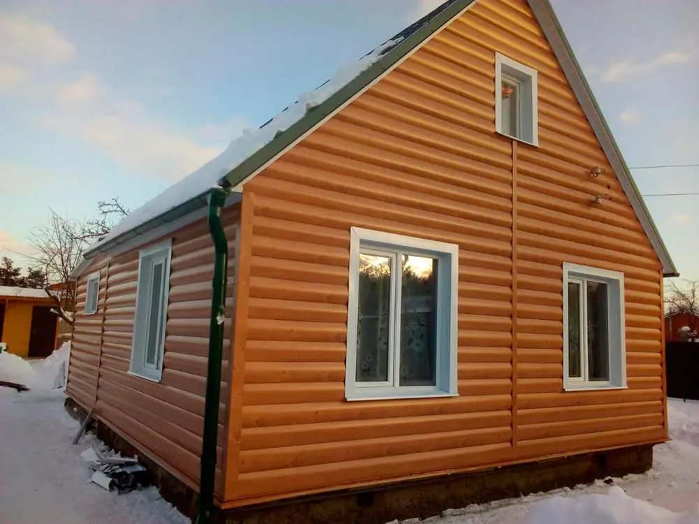 Металлический блокхаус Woodstock золотой дуб, Fineber софит