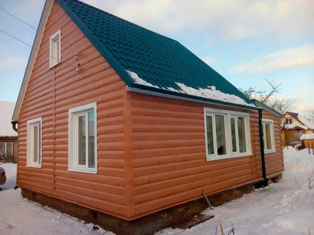 Металлический блокхаус Woodstock золотой дуб, Fineber софит