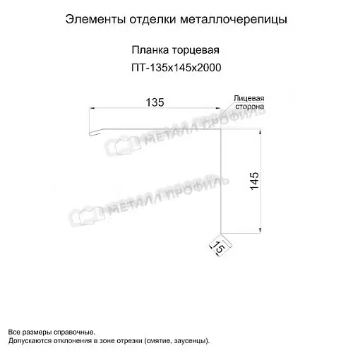 Планка торцевая 135х145х2000 (PURMAN-20-Tourmalin-0.5)