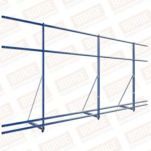 Ограждение декоративное NewLine H-120см, 3м, с двумя доп. трубами, для кровли из металлочерепицы, профнастила, материалов на основе битума, сигнально-синий (RAL 5005)