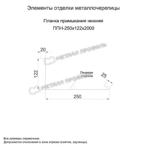 Планка примыкания нижняя 250х122х2000 (PURMAN-20-Tourmalin-0.5)