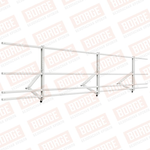 Ограждение кровельное Русский Рубеж H-60см, 3м, с двумя доп. трубами, для кровли из металлочерепицы, профнастила, материалов на основе битума, сигнально-белый (RAL 9003)