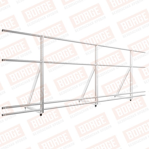 Ограждение кровельное Русский Рубеж H-90см, 3м, с двумя доп. трубами, для кровли из металлочерепицы, профнастила, материалов на основе битума, цинк