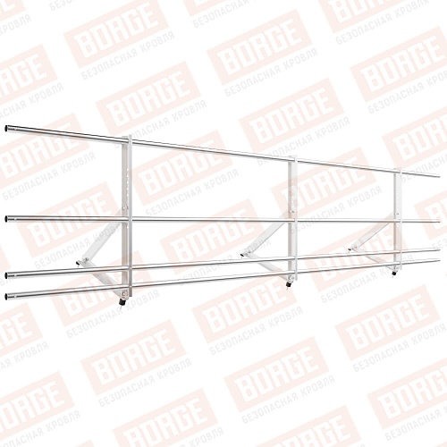 Ограждение кровельное Русский Рубеж H-60см, 3м, с двумя доп. трубами, для кровли из металлочерепицы, профнастила, материалов на основе битума, цинк