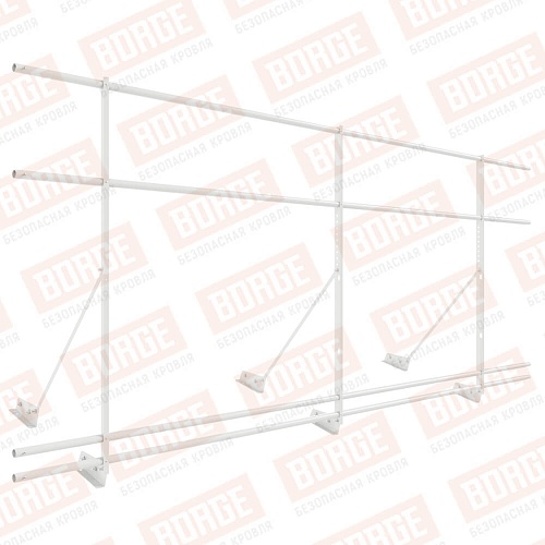 Ограждение декоративное NewLine H-120см, 3м, с двумя доп. трубами, для фальцевой кровли, сигнально-белый (RAL 9003)
