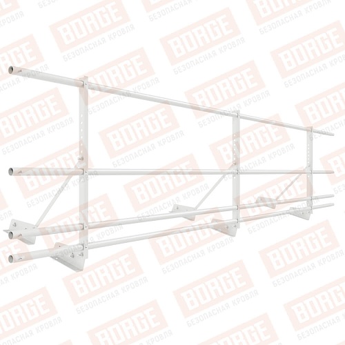 Ограждение декоративное NewLine H-60см, 3м, с двумя доп. трубами, для фальцевой кровли, сигнально-белый (RAL 9003)