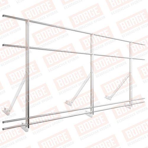 Ограждение кровельное Русский Рубеж H-120см, 3м, с двумя доп. трубами, для фальцевой кровли, цинк