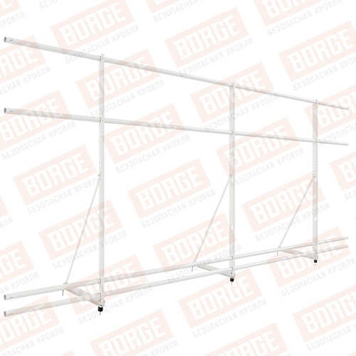 Ограждение декоративное NewLine H-120см, 3м, с двумя доп. трубами, для кровли из металлочерепицы, профнастила, материалов на основе битума, сигнально-белый (RAL 9003)