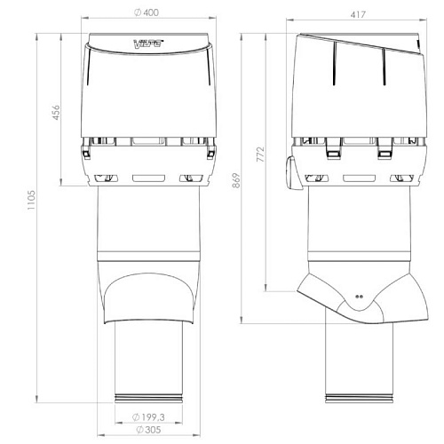 Выход вентиляционный Vilpe Flow XL 200/ИЗ/700 коричневый
