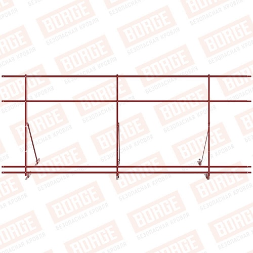 Ограждение декоративное NewLine H-120см, 3м, с двумя доп. трубами, для фальцевой кровли, коричнево-красный (RAL 3011)