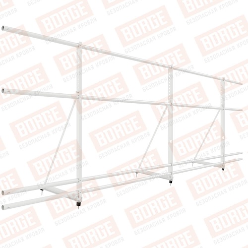 Ограждение декоративное NewLine H-90см, 3м, с двумя доп. трубами, для кровли из металлочерепицы, профнастила, материалов на основе битума, сигнально-белый (RAL 9003)
